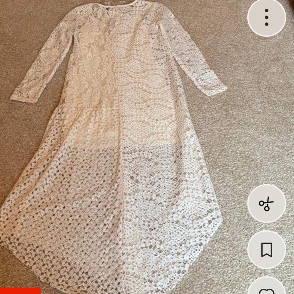 Zara Lace Maxi Overlay Dress Ivory Sz S - Picture 3 of 8